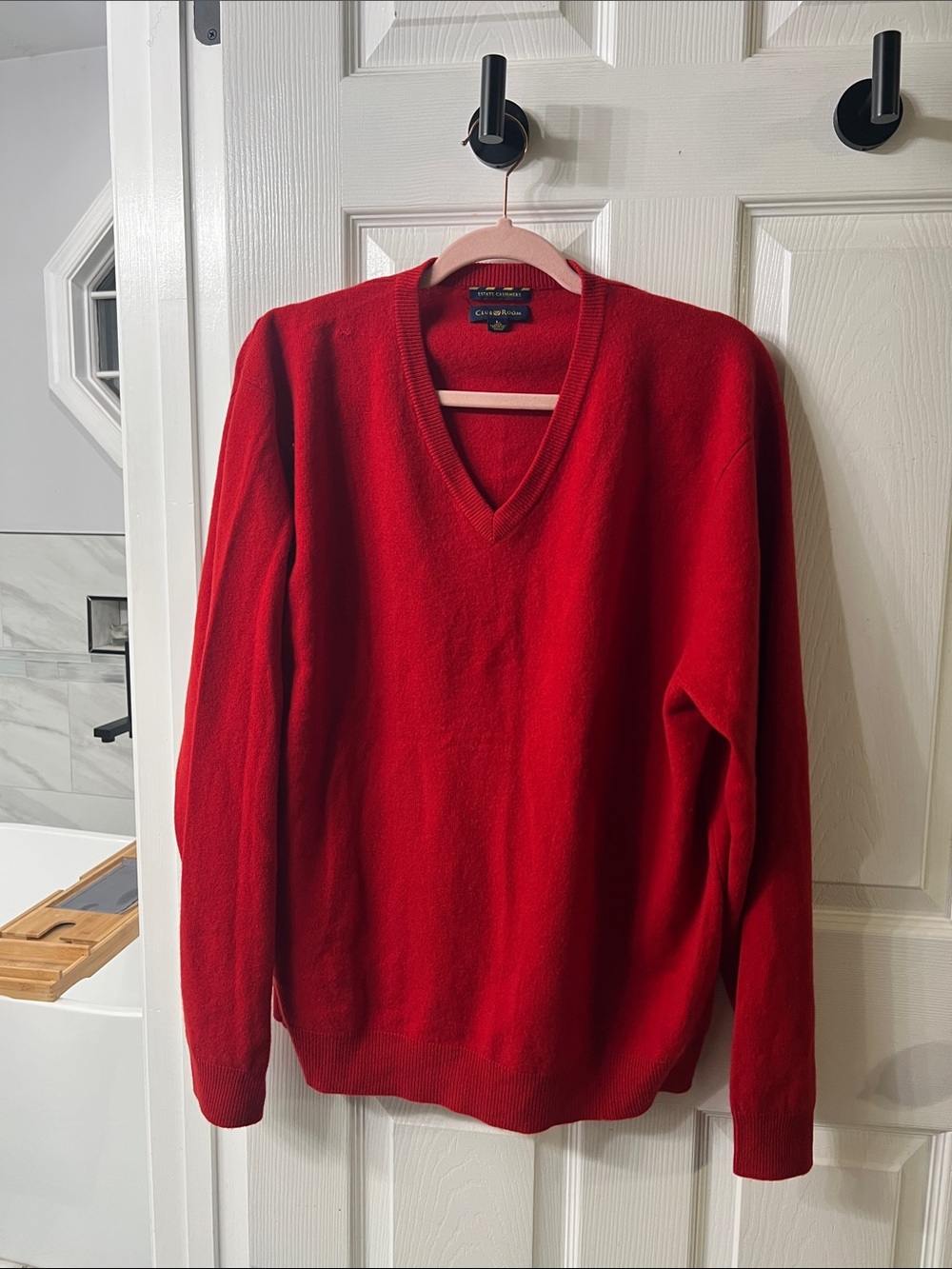 Club Room Estate Cashmere 100% Cashmere Red V-Neck Sweater L